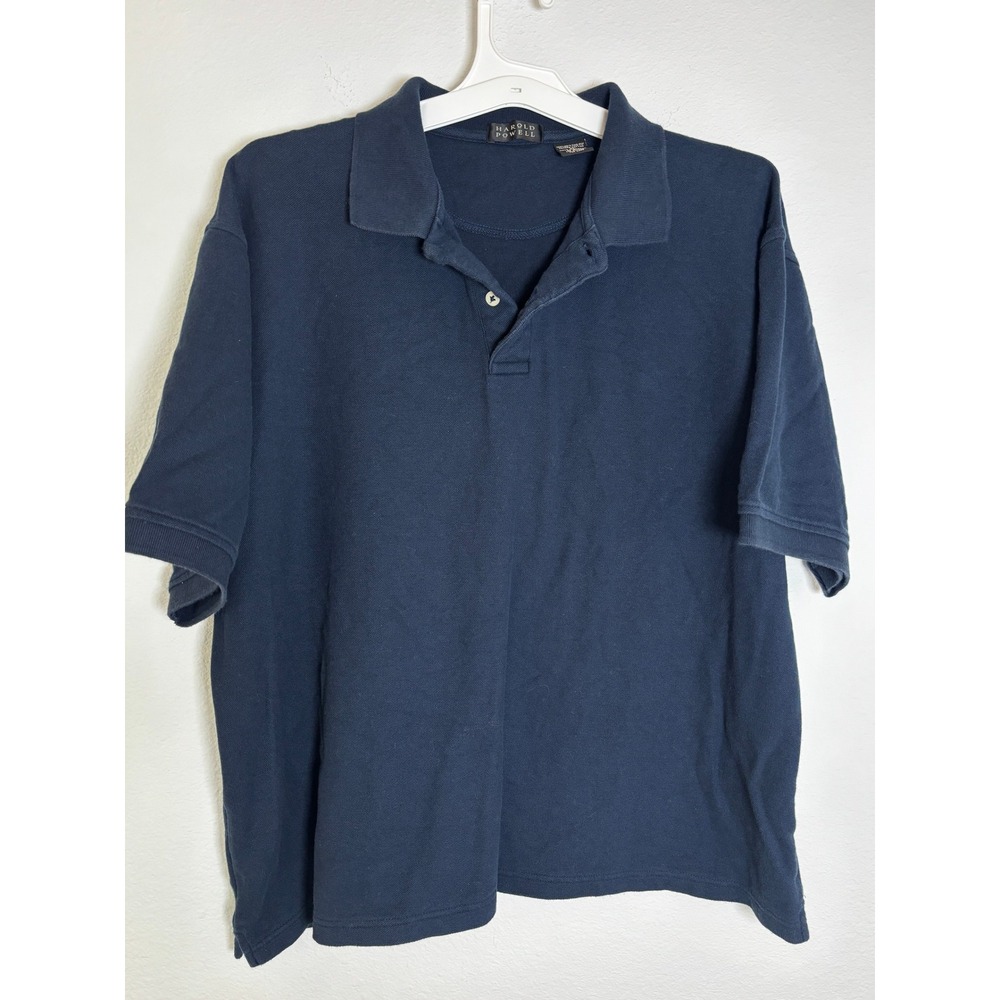 Harold Powell Mens XL Navy Blue 100% Combed Cotton Short Sleeve Pique Polo Shirt
